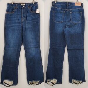 Women's Free People Fields Flare High Rise Blue Jeans Size 31 NEW A9